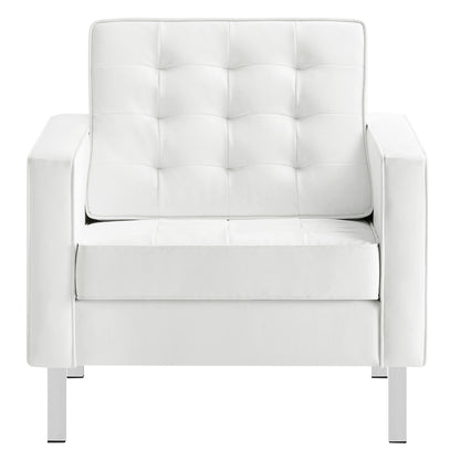 Modway - Loft Tufted Vegan Leather Armchair by Modway  Living Room Sofas and Armchairs White - EEI-3391-SLV-WHI