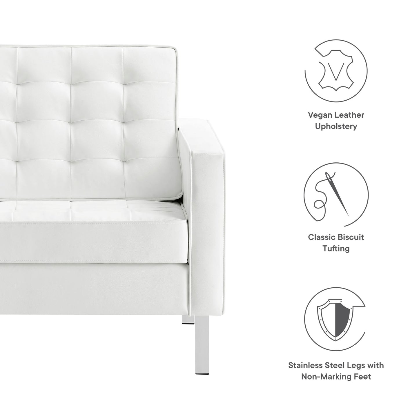 Modway - Loft Tufted Vegan Leather Armchair by Modway  Living Room Sofas and Armchairs White - EEI-3391-SLV-WHI