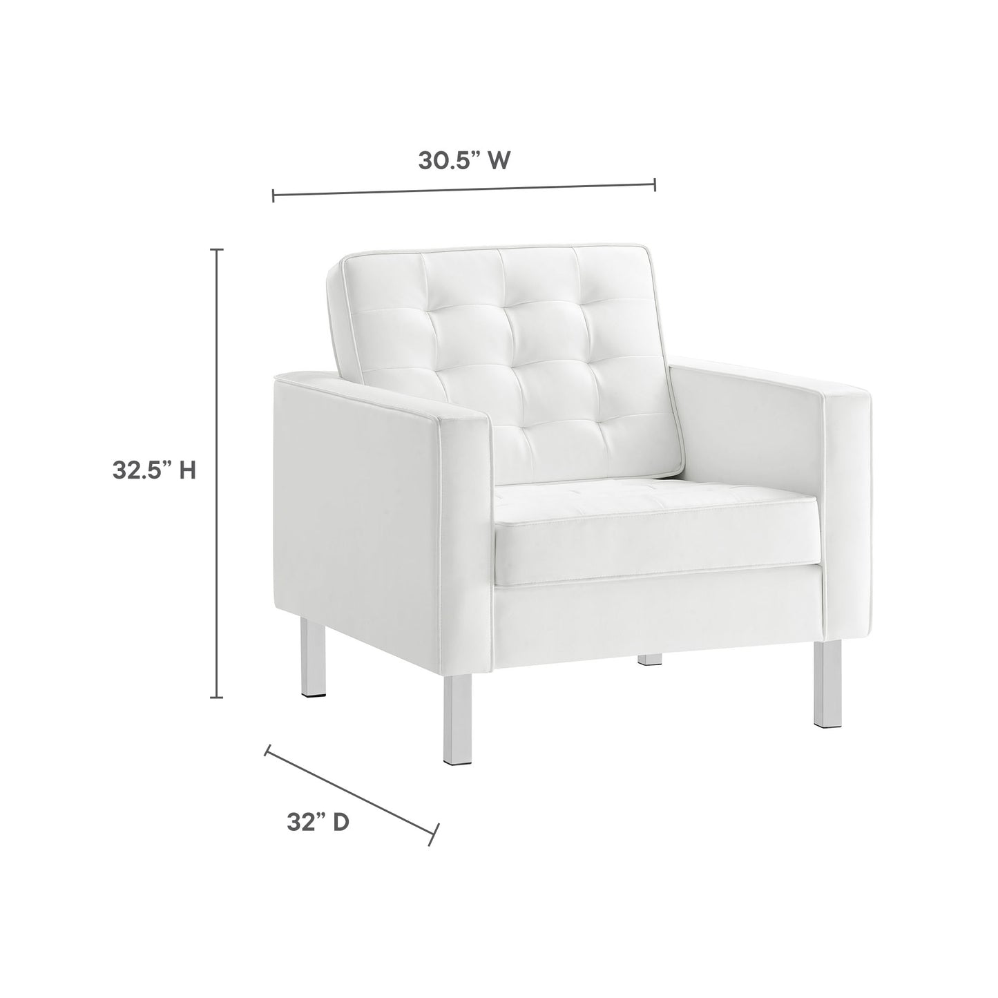 Modway - Loft Tufted Vegan Leather Armchair by Modway  Living Room Sofas and Armchairs White - EEI-3391-SLV-WHI