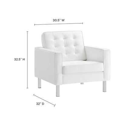 Modway - Loft Tufted Vegan Leather Armchair by Modway  Living Room Sofas and Armchairs White - EEI-3391-SLV-WHI