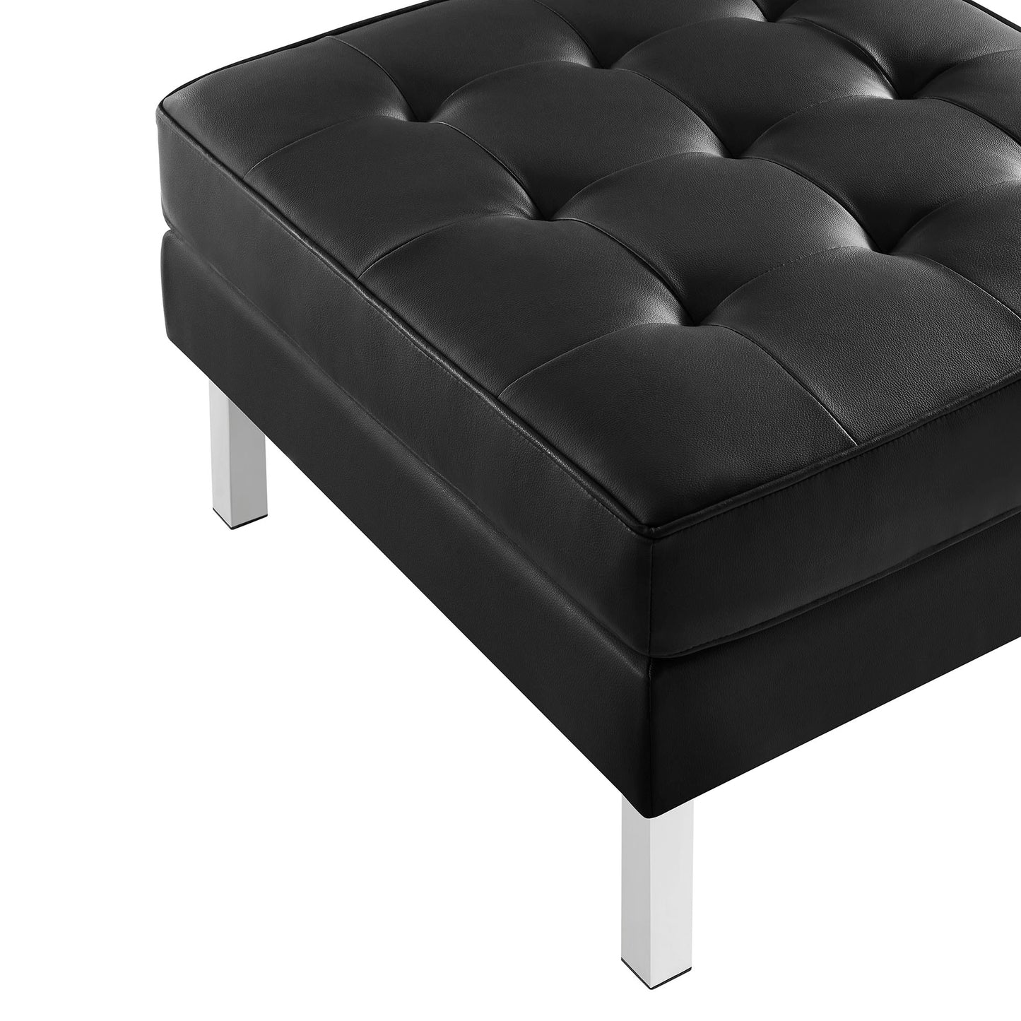 Modway - Loft Tufted Vegan Leather Ottoman by Modway  Living Room Sofas and Armchairs Black - EEI-3394-SLV-BLK