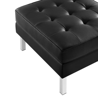 Modway - Loft Tufted Vegan Leather Ottoman by Modway  Living Room Sofas and Armchairs Black - EEI-3394-SLV-BLK