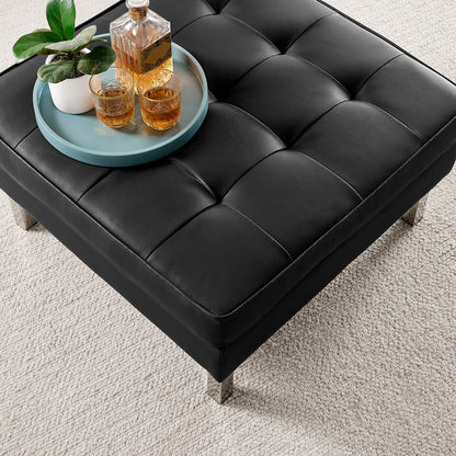 Modway - Loft Tufted Vegan Leather Ottoman by Modway  Living Room Sofas and Armchairs Black - EEI-3394-SLV-BLK