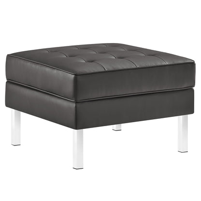 Modway - Loft Tufted Vegan Leather Ottoman by Modway  Living Room Sofas and Armchairs Gray - EEI-3394-SLV-GRY