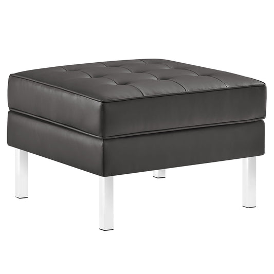 Modway - Loft Tufted Vegan Leather Ottoman by Modway  Living Room Sofas and Armchairs Gray - EEI-3394-SLV-GRY