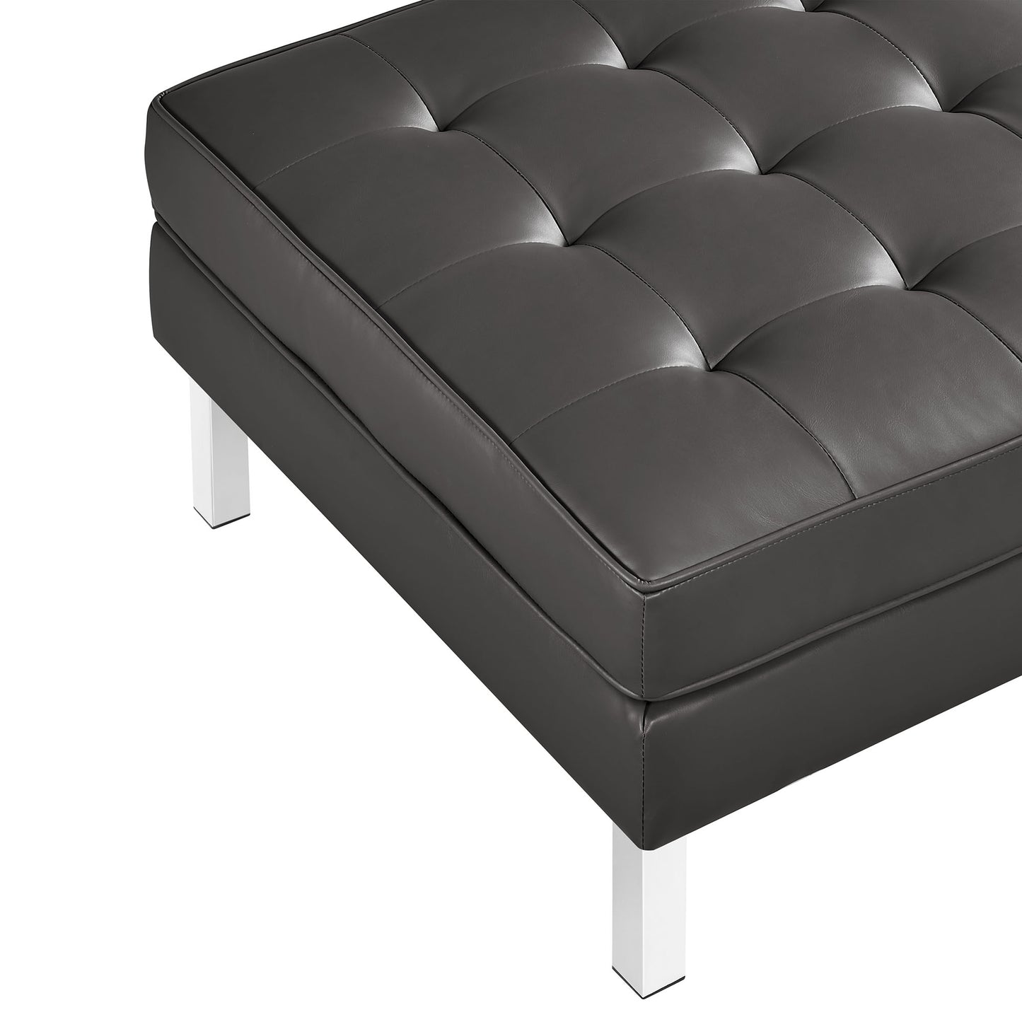 Modway - Loft Tufted Vegan Leather Ottoman by Modway  Living Room Sofas and Armchairs Gray - EEI-3394-SLV-GRY