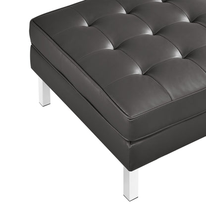 Modway - Loft Tufted Vegan Leather Ottoman by Modway  Living Room Sofas and Armchairs Gray - EEI-3394-SLV-GRY