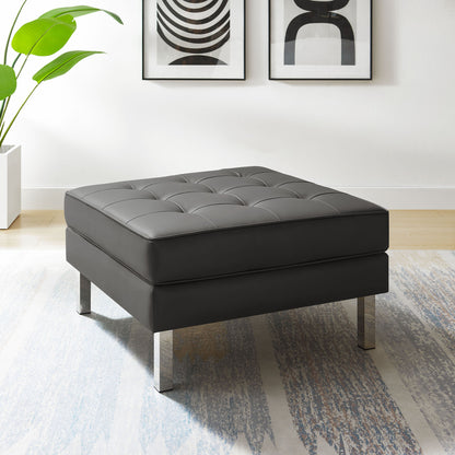Modway - Loft Tufted Vegan Leather Ottoman by Modway  Living Room Sofas and Armchairs Gray - EEI-3394-SLV-GRY
