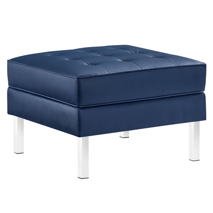 Modway Outlet Loft Tufted Vegan Leather Ottoman by Modway  Living Room Furniture Silver Navy - EEI-3394-SLV-NAV