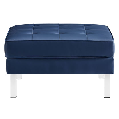 Modway Outlet Loft Tufted Vegan Leather Ottoman by Modway  Living Room Furniture Silver Navy - EEI-3394-SLV-NAV