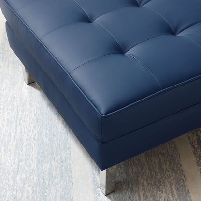 Modway Outlet Loft Tufted Vegan Leather Ottoman by Modway  Living Room Furniture Silver Navy - EEI-3394-SLV-NAV