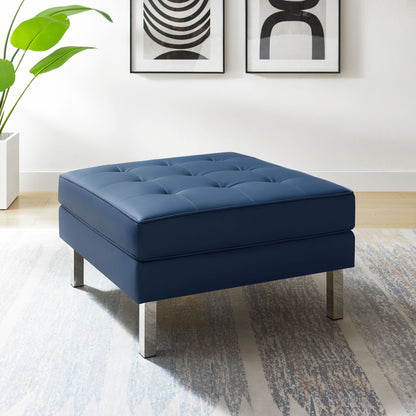 Modway Outlet Loft Tufted Vegan Leather Ottoman by Modway  Living Room Furniture Silver Navy - EEI-3394-SLV-NAV