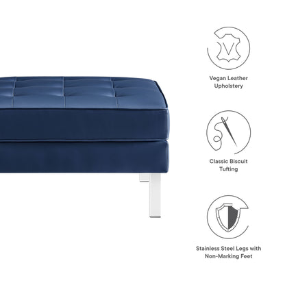 Modway Outlet Loft Tufted Vegan Leather Ottoman by Modway  Living Room Furniture Silver Navy - EEI-3394-SLV-NAV