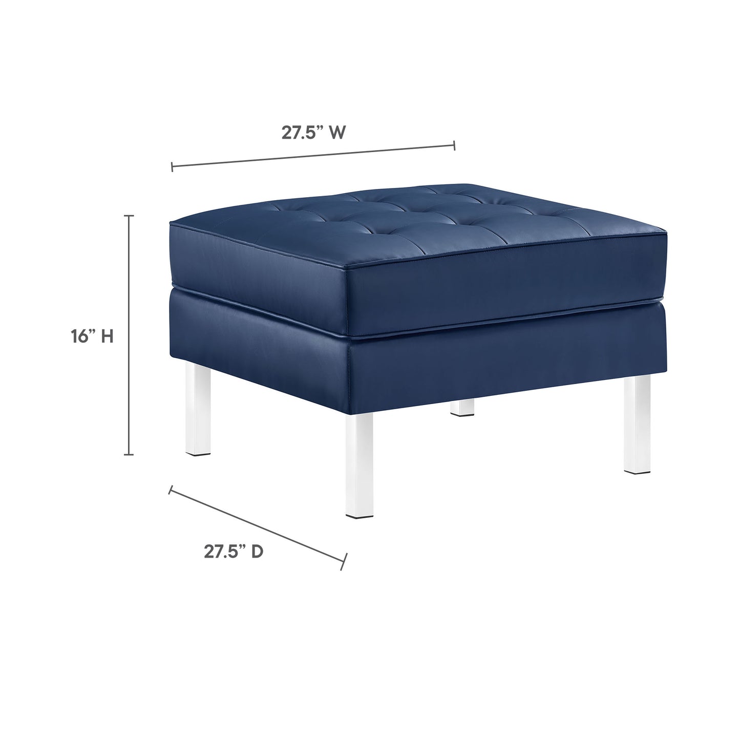 Modway Outlet Loft Tufted Vegan Leather Ottoman by Modway  Living Room Furniture Silver Navy - EEI-3394-SLV-NAV