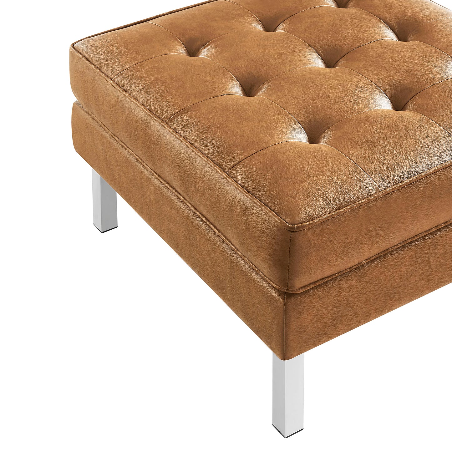 Modway - Loft Tufted Vegan Leather Ottoman by Modway  Living Room Sofas and Armchairs Brown - EEI-3394-SLV-TAN