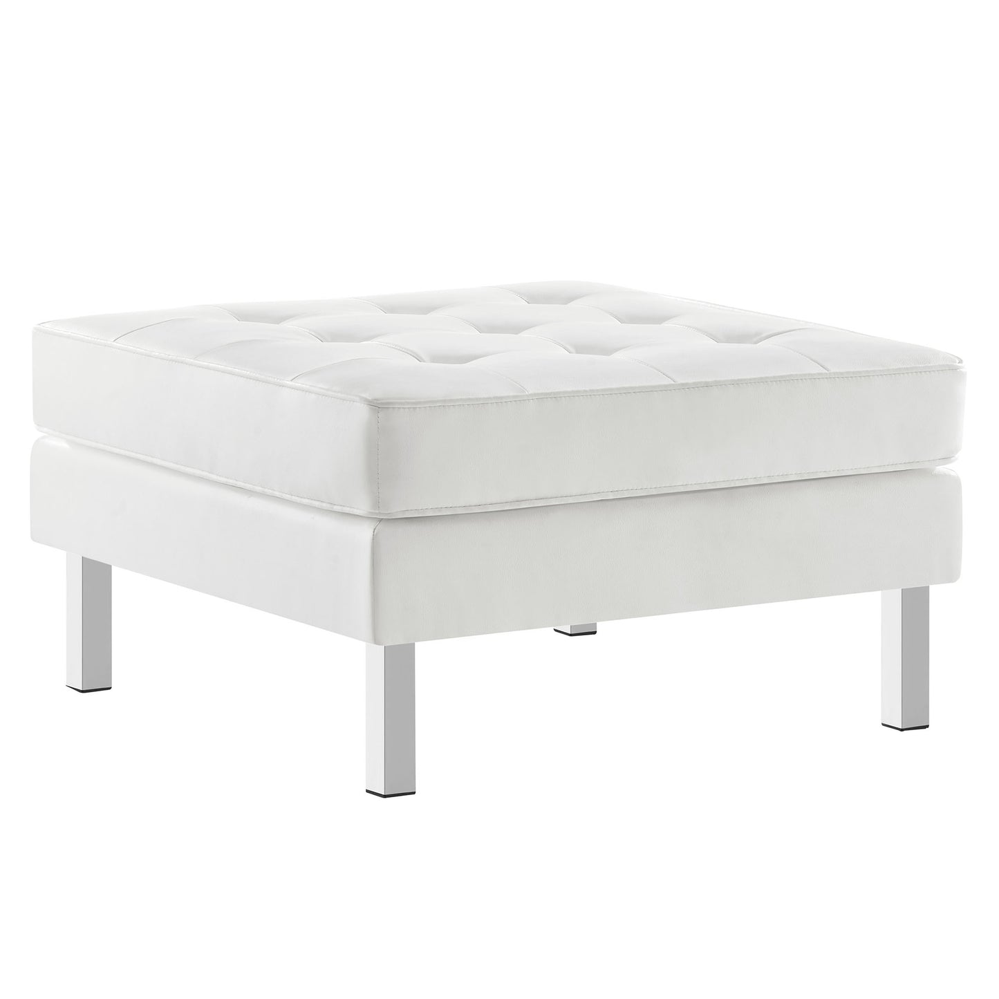 Modway - Loft Tufted Vegan Leather Ottoman by Modway  Living Room Sofas and Armchairs White - EEI-3394-SLV-WHI