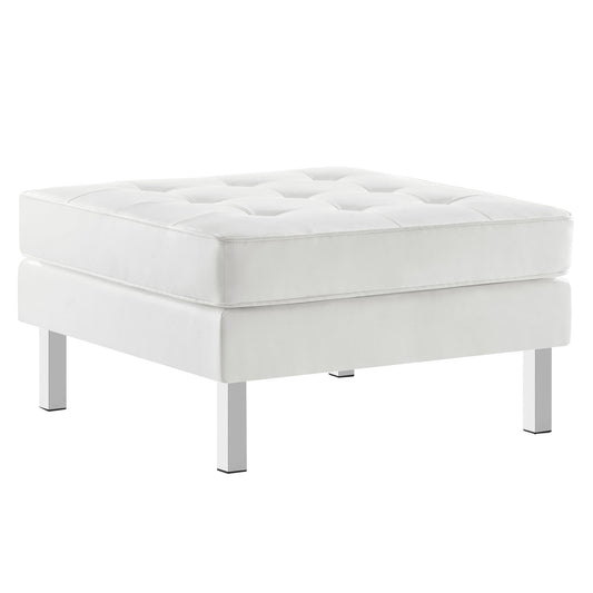 Modway - Loft Tufted Vegan Leather Ottoman by Modway  Living Room Sofas and Armchairs White - EEI-3394-SLV-WHI