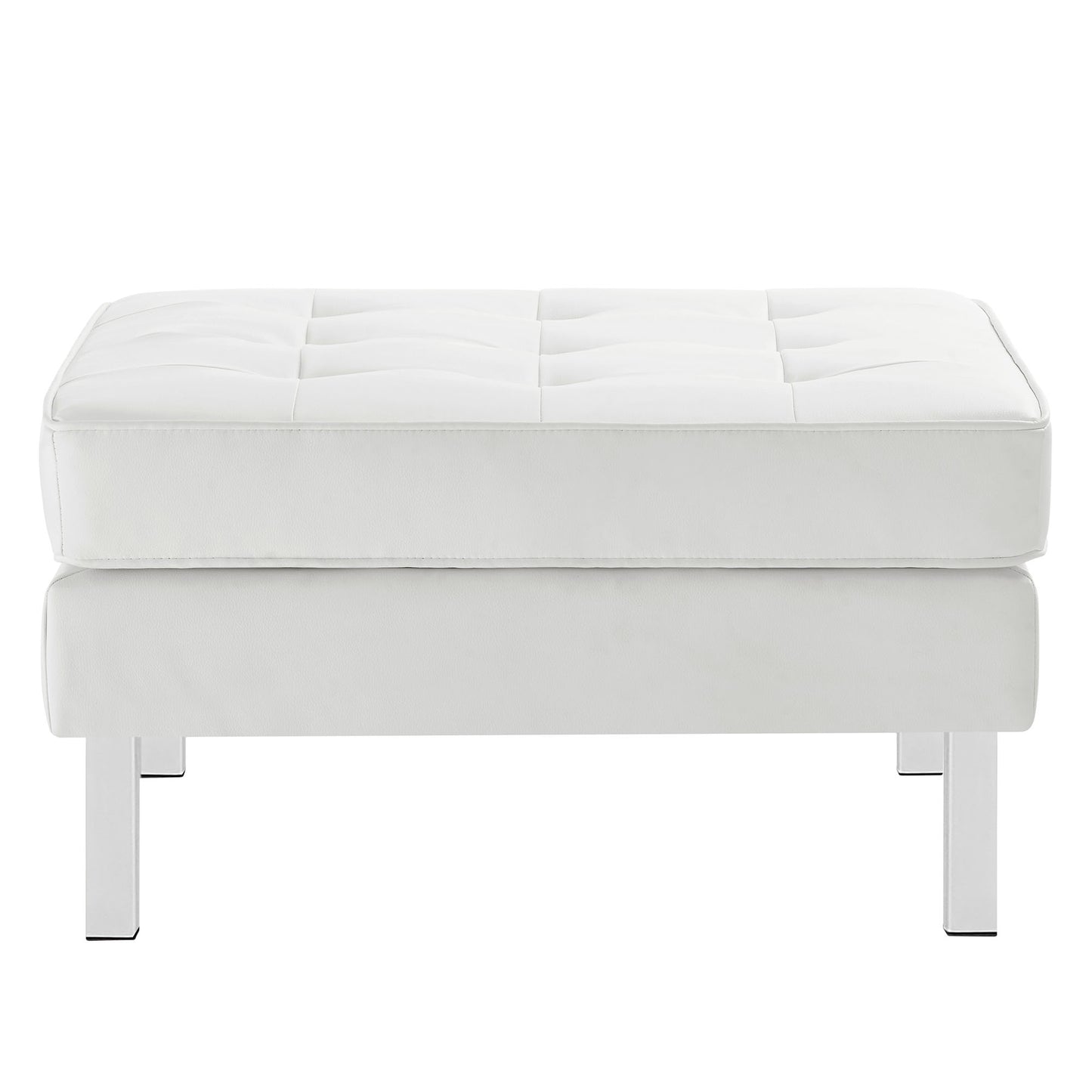 Modway - Loft Tufted Vegan Leather Ottoman by Modway  Living Room Sofas and Armchairs White - EEI-3394-SLV-WHI