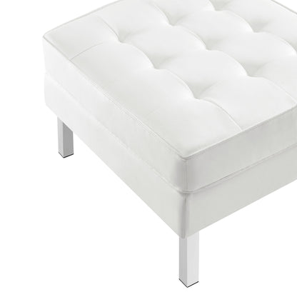 Modway - Loft Tufted Vegan Leather Ottoman by Modway  Living Room Sofas and Armchairs White - EEI-3394-SLV-WHI