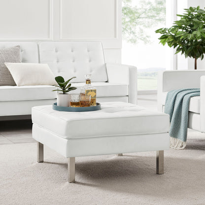 Modway - Loft Tufted Vegan Leather Ottoman by Modway  Living Room Sofas and Armchairs White - EEI-3394-SLV-WHI