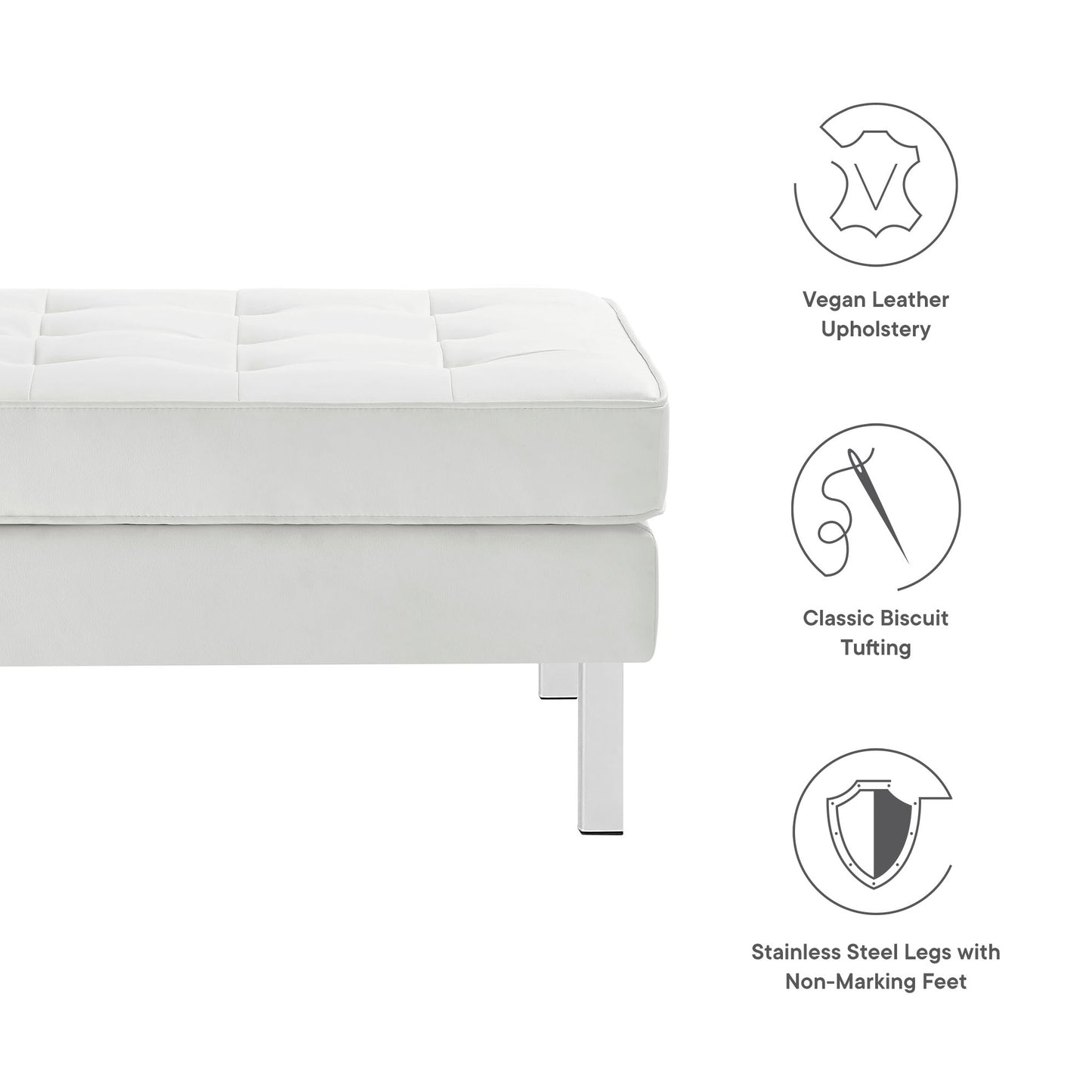 Modway - Loft Tufted Vegan Leather Ottoman by Modway  Living Room Sofas and Armchairs White - EEI-3394-SLV-WHI