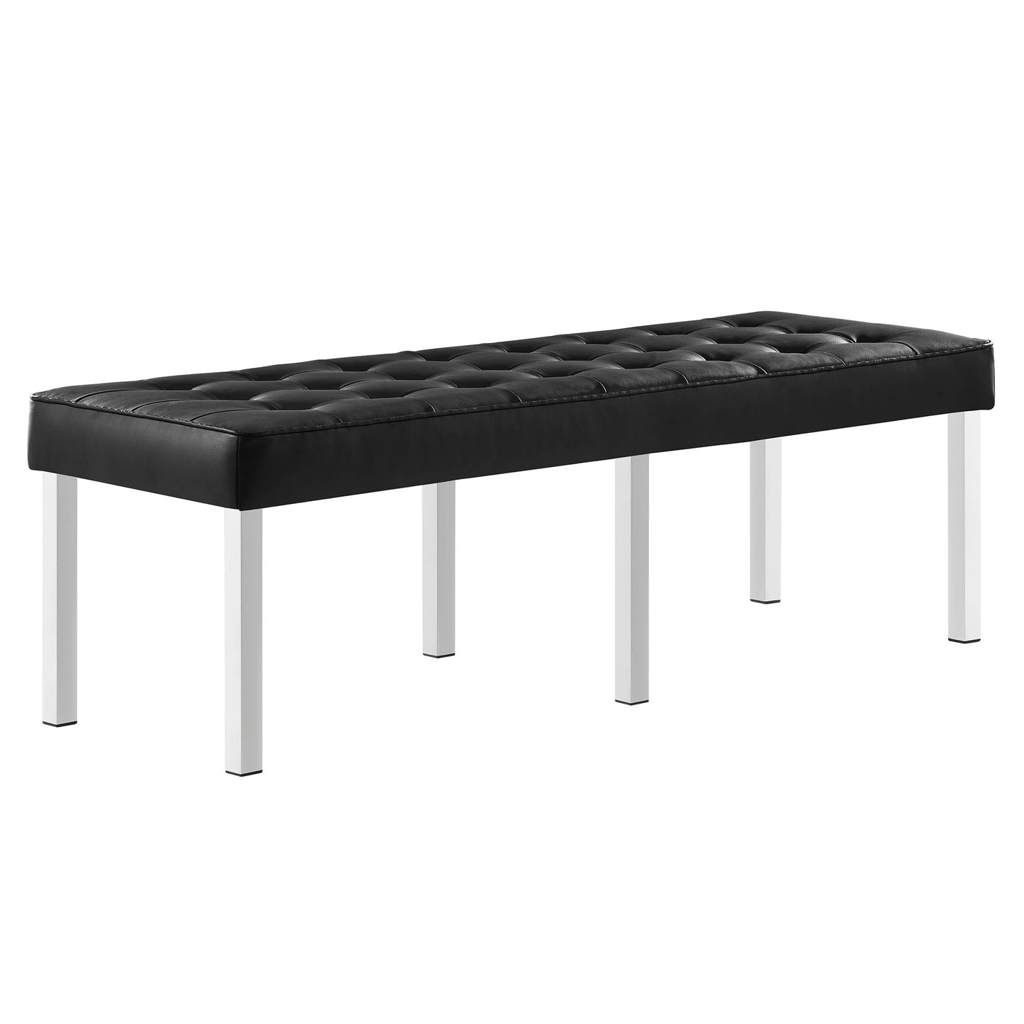 Modway Outlet Loft Tufted Vegan Leather Bench by Modway  Living Room Furniture Silver Black - EEI-3397-SLV-BLK