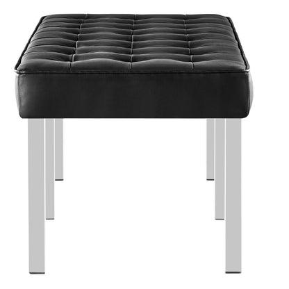 Modway Outlet Loft Tufted Vegan Leather Bench by Modway  Living Room Furniture Silver Black - EEI-3397-SLV-BLK