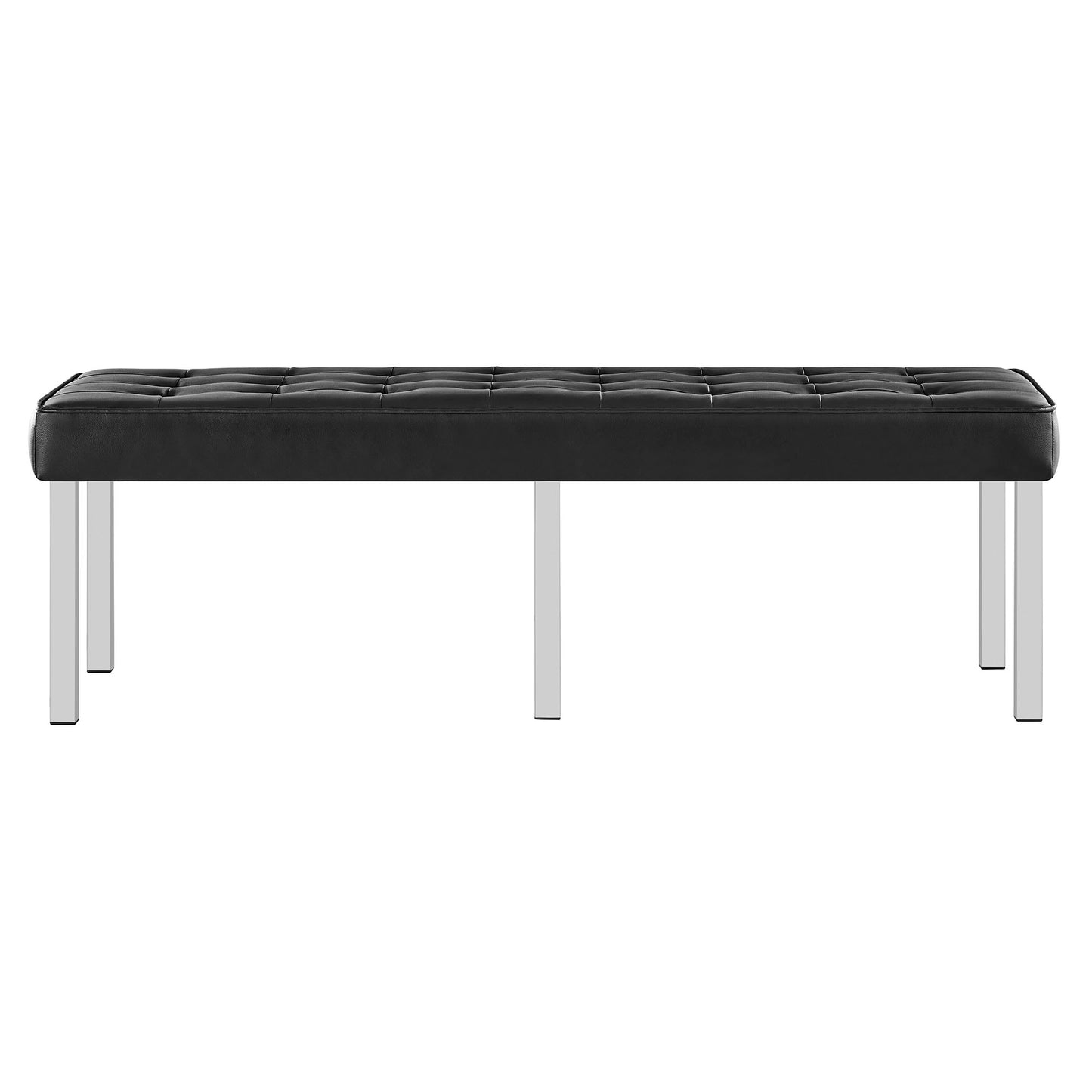 Modway Outlet Loft Tufted Vegan Leather Bench by Modway  Living Room Furniture Silver Black - EEI-3397-SLV-BLK