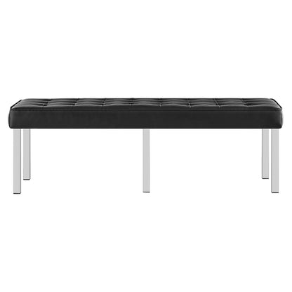 Modway Outlet Loft Tufted Vegan Leather Bench by Modway  Living Room Furniture Silver Black - EEI-3397-SLV-BLK
