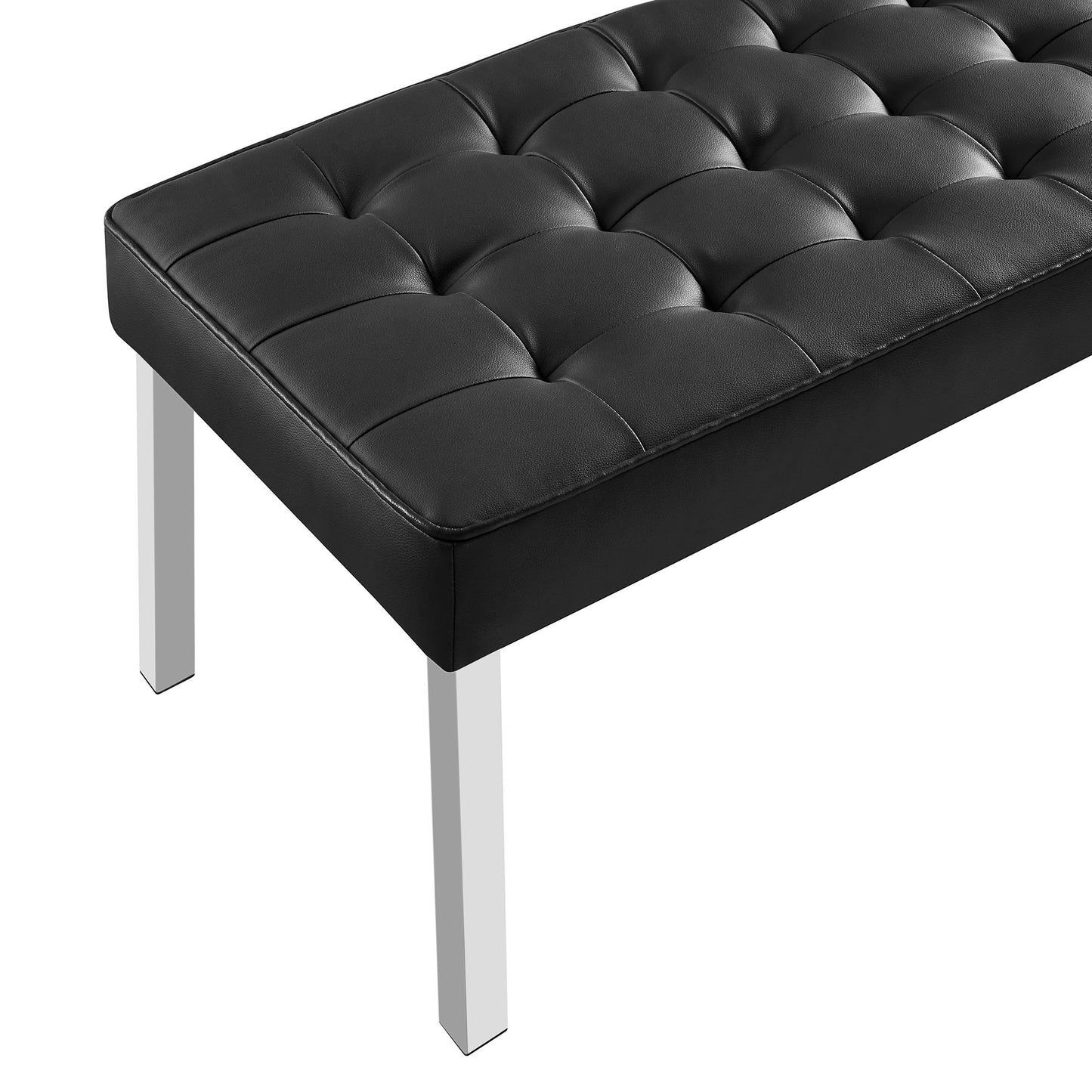Modway Outlet Loft Tufted Vegan Leather Bench by Modway  Living Room Furniture Silver Black - EEI-3397-SLV-BLK