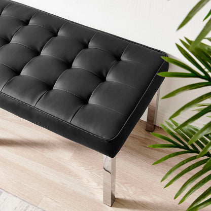 Modway Outlet Loft Tufted Vegan Leather Bench by Modway  Living Room Furniture Silver Black - EEI-3397-SLV-BLK