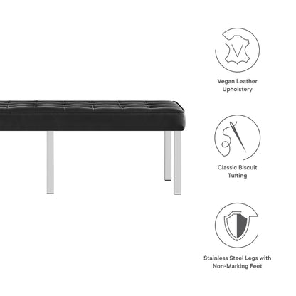 Modway Outlet Loft Tufted Vegan Leather Bench by Modway  Living Room Furniture Silver Black - EEI-3397-SLV-BLK