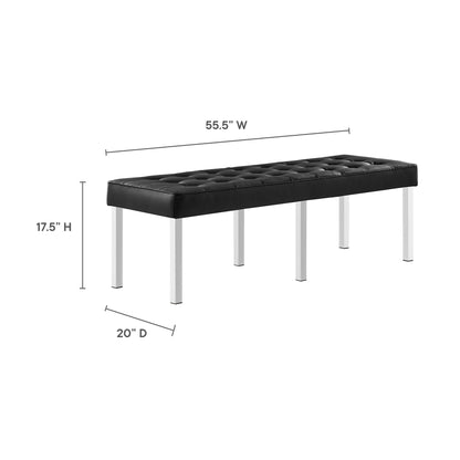Modway Outlet Loft Tufted Vegan Leather Bench by Modway  Living Room Furniture Silver Black - EEI-3397-SLV-BLK