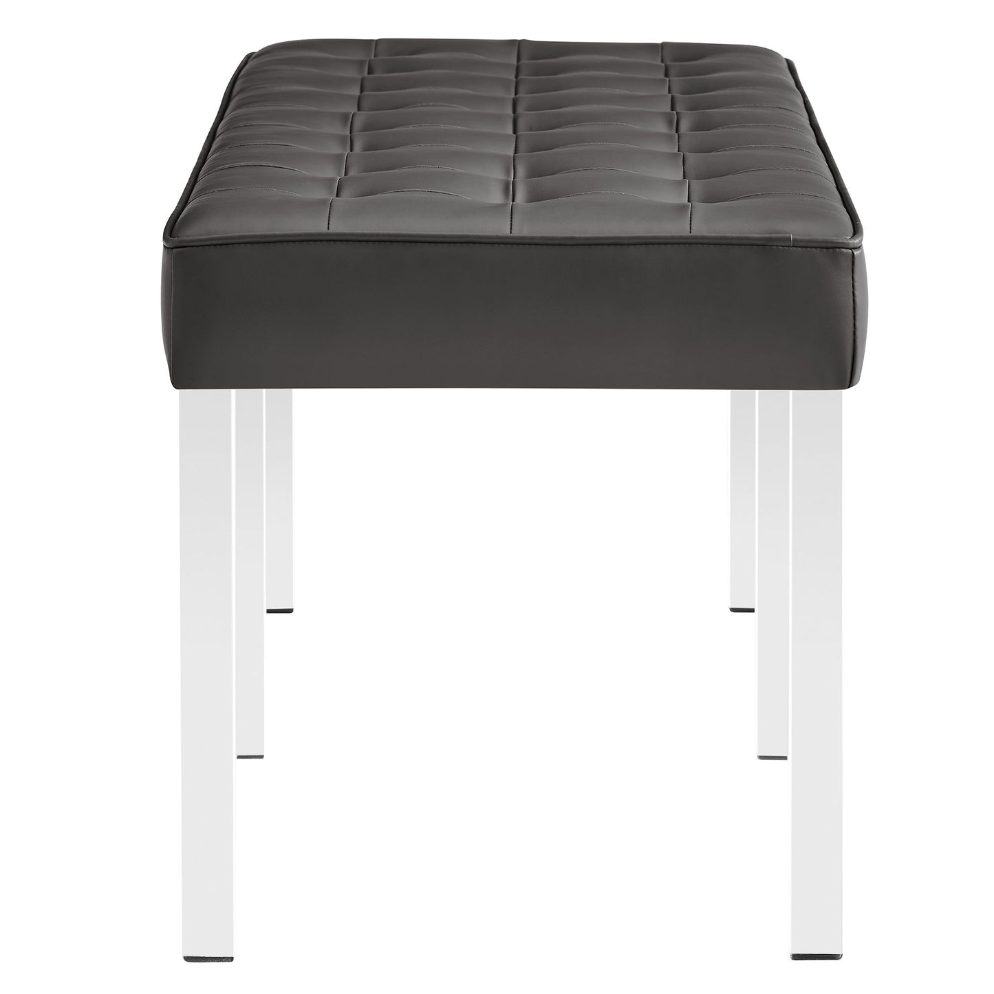 Modway Outlet Loft Tufted Vegan Leather Bench by Modway  Living Room Furniture Silver Gray - EEI-3397-SLV-GRY