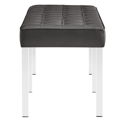 Modway Outlet Loft Tufted Vegan Leather Bench by Modway  Living Room Furniture Silver Gray - EEI-3397-SLV-GRY