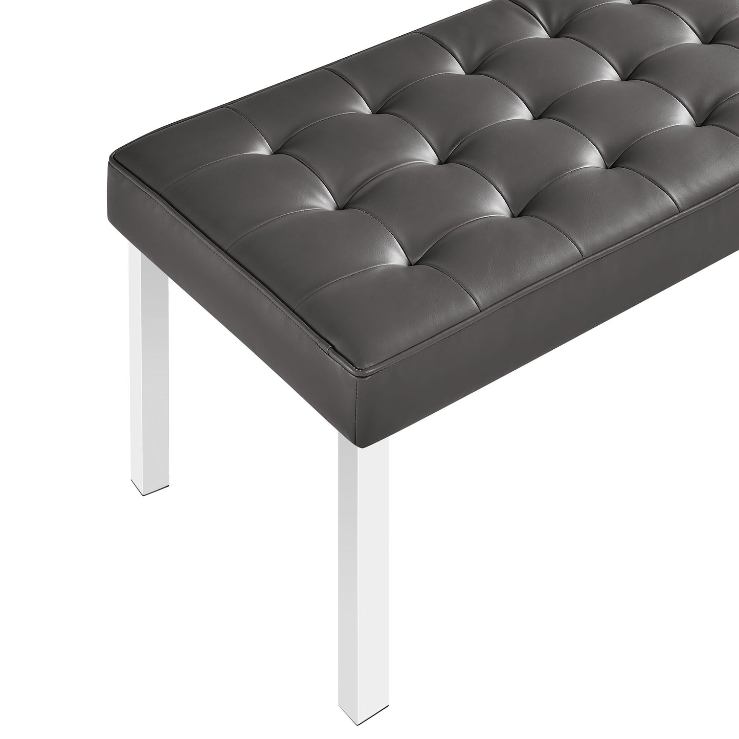 Modway Outlet Loft Tufted Vegan Leather Bench by Modway  Living Room Furniture Silver Gray - EEI-3397-SLV-GRY