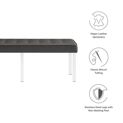 Modway Outlet Loft Tufted Vegan Leather Bench by Modway  Living Room Furniture Silver Gray - EEI-3397-SLV-GRY