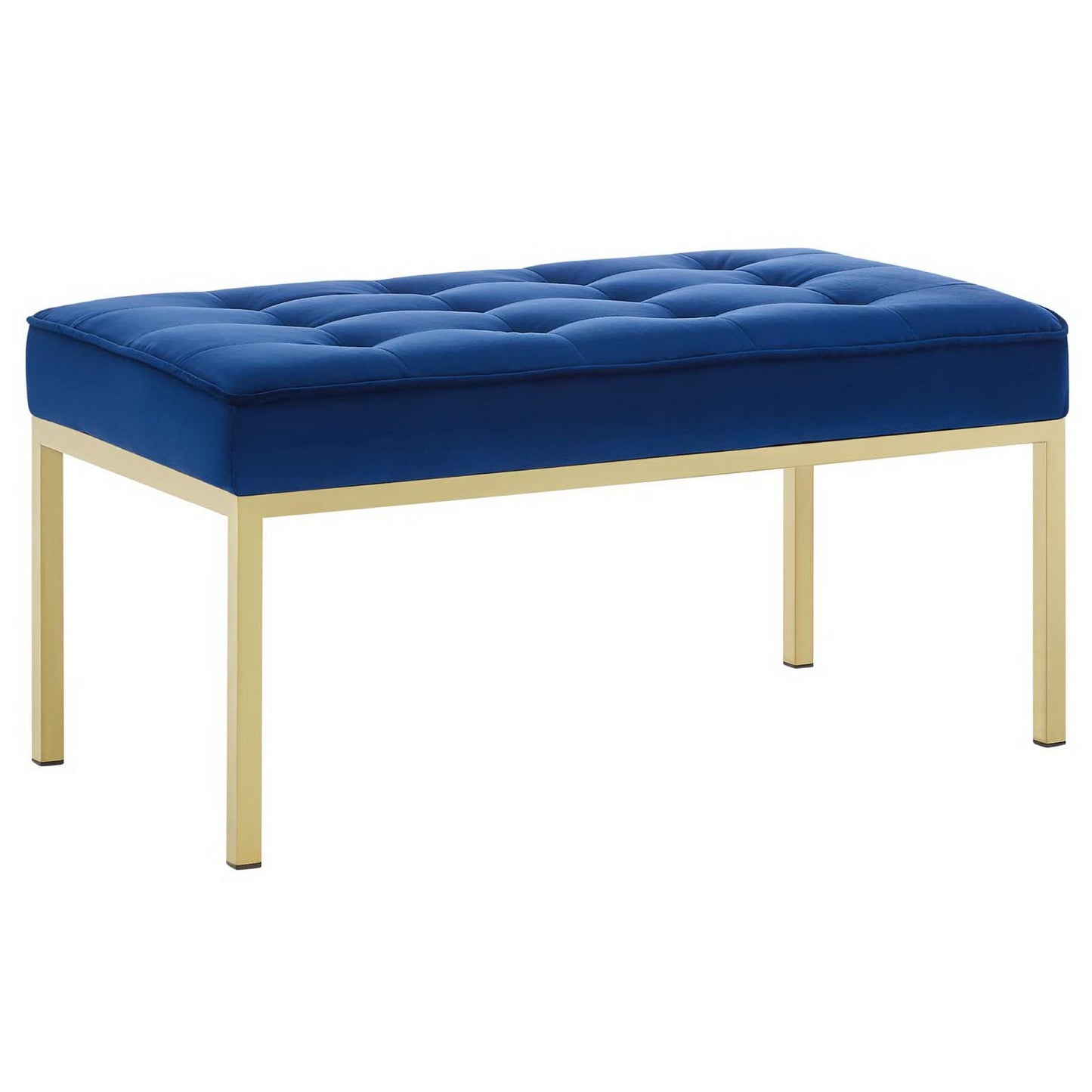 Modway Outlet Loft Gold Stainless Steel Leg Medium Performance Velvet Bench by Modway  Living Room Furniture Gold Navy - EEI-3402-GLD-NAV