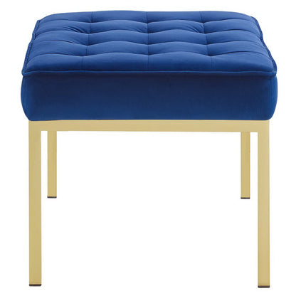 Modway Outlet Loft Gold Stainless Steel Leg Medium Performance Velvet Bench by Modway  Living Room Furniture Gold Navy - EEI-3402-GLD-NAV