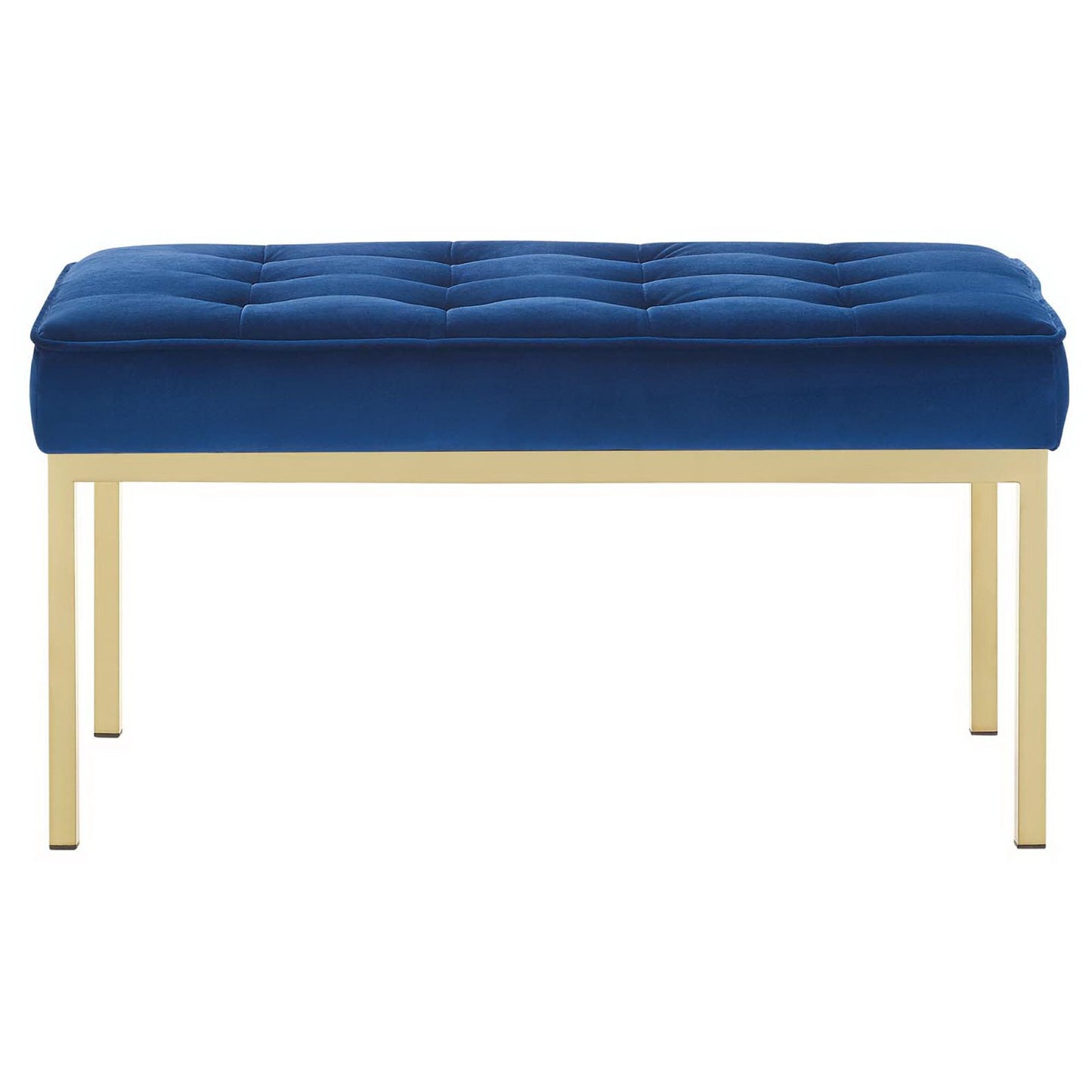 Modway Outlet Loft Gold Stainless Steel Leg Medium Performance Velvet Bench by Modway  Living Room Furniture Gold Navy - EEI-3402-GLD-NAV