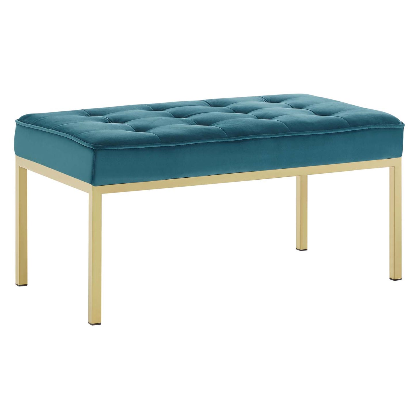 Modway Outlet Loft Gold Stainless Steel Leg Medium Performance Velvet Bench by Modway  Living Room Furniture Gold Teal - EEI-3402-GLD-TEA