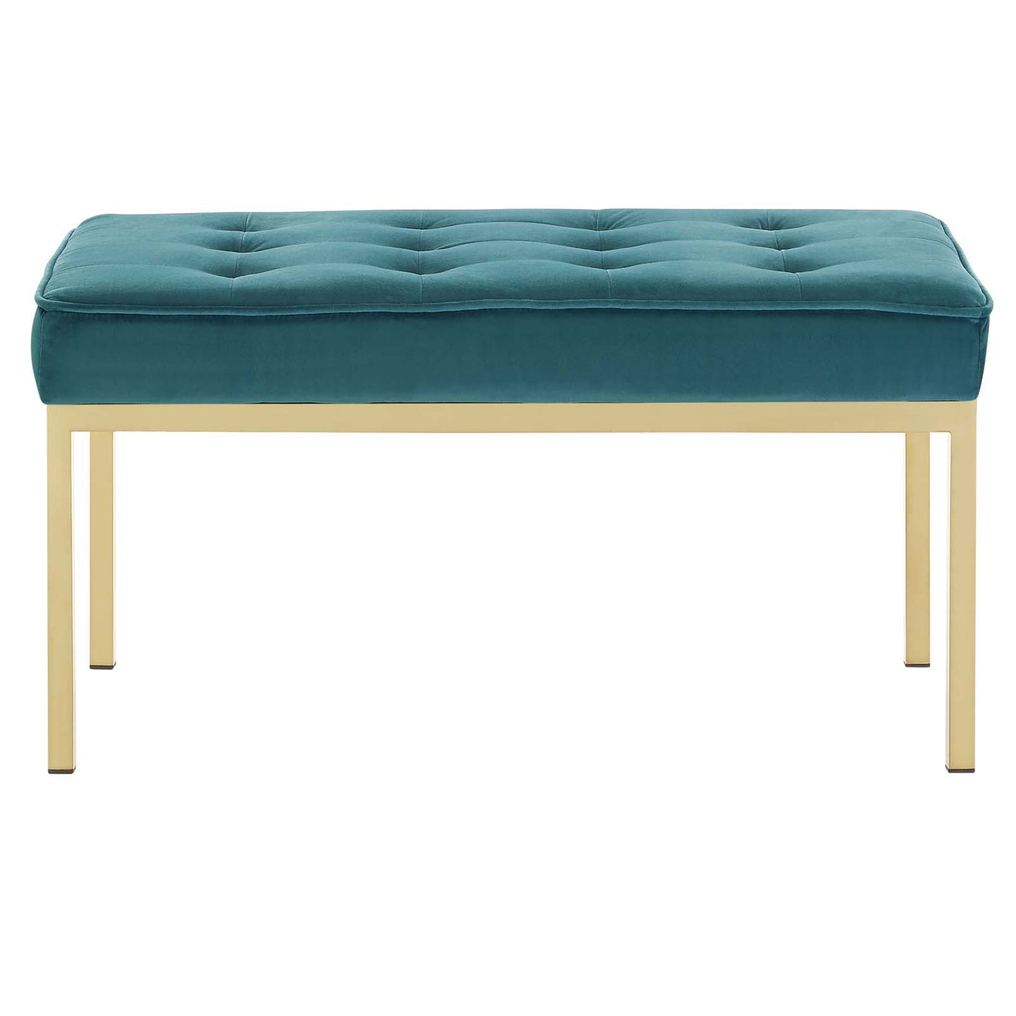 Modway Outlet Loft Gold Stainless Steel Leg Medium Performance Velvet Bench by Modway  Living Room Furniture Gold Teal - EEI-3402-GLD-TEA