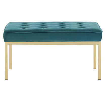 Modway Outlet Loft Gold Stainless Steel Leg Medium Performance Velvet Bench by Modway  Living Room Furniture Gold Teal - EEI-3402-GLD-TEA