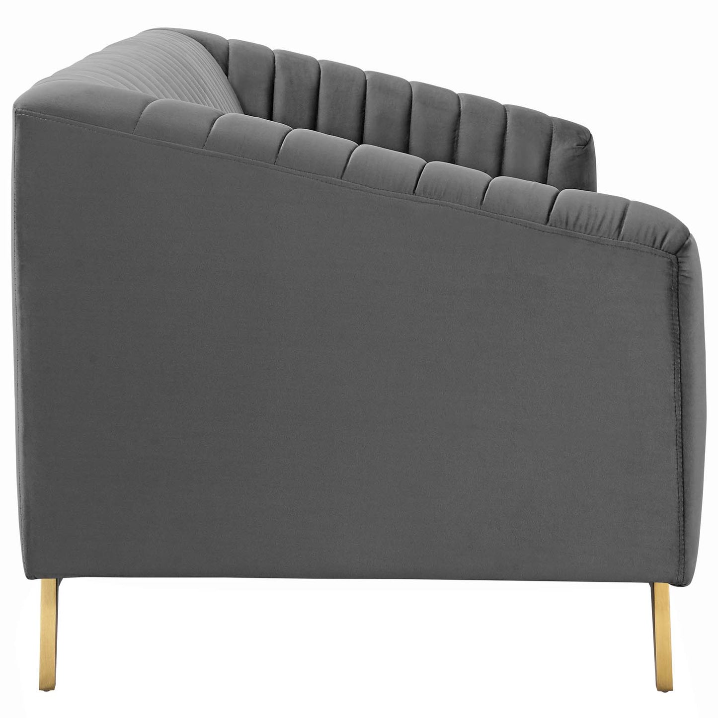Modway Outlet Valiant Vertical Channel Tufted Performance Velvet Sofa by Modway  Living Room Furniture Gray - EEI-3403-GRY