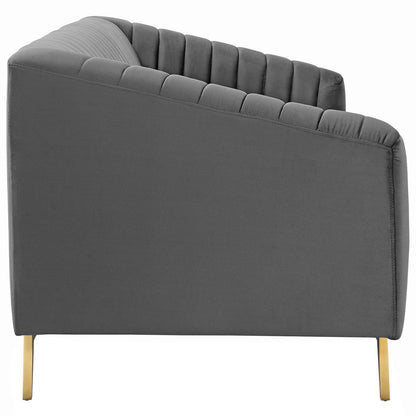 Modway Outlet Valiant Vertical Channel Tufted Performance Velvet Sofa by Modway  Living Room Furniture Gray - EEI-3403-GRY