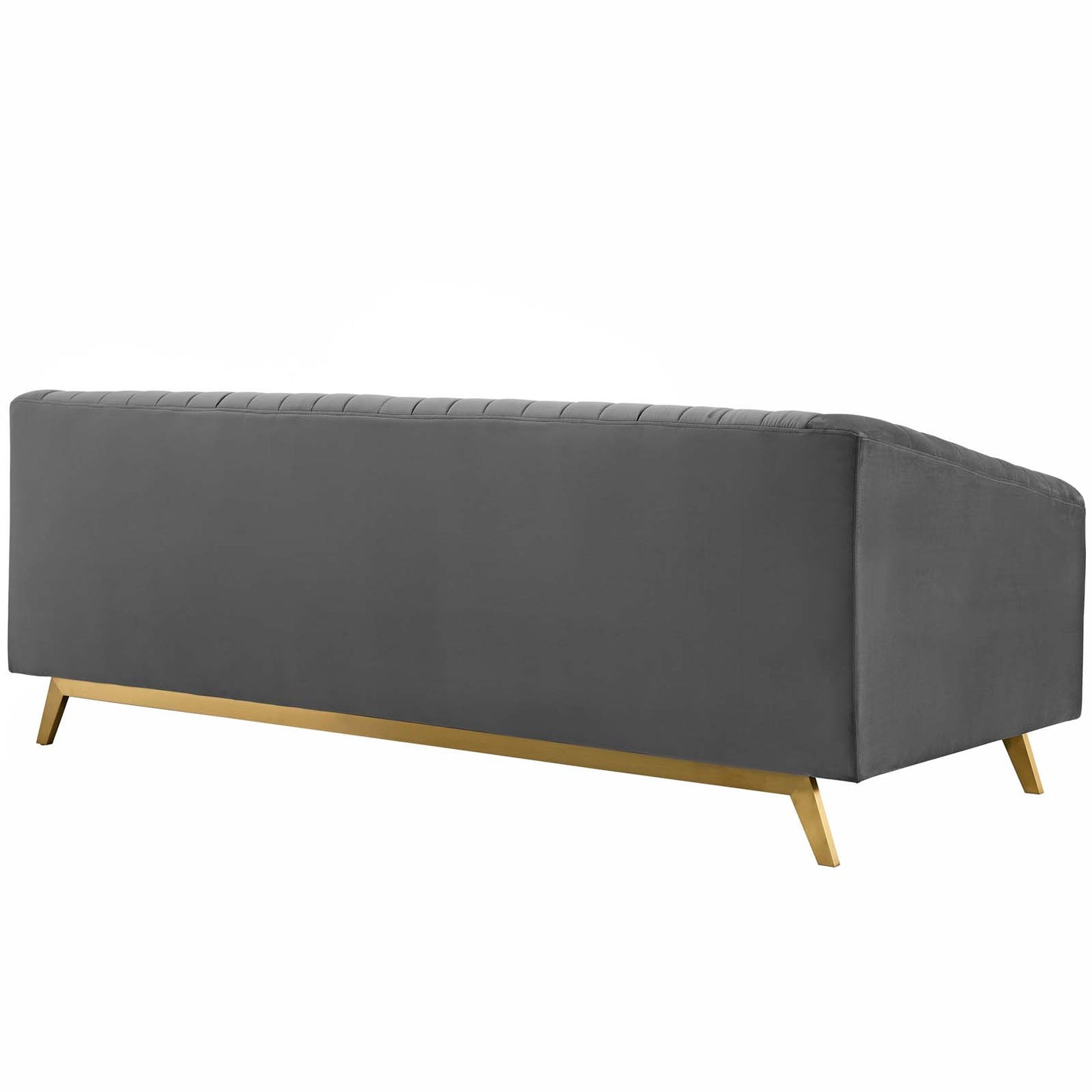 Modway Outlet Valiant Vertical Channel Tufted Performance Velvet Sofa by Modway  Living Room Furniture Gray - EEI-3403-GRY