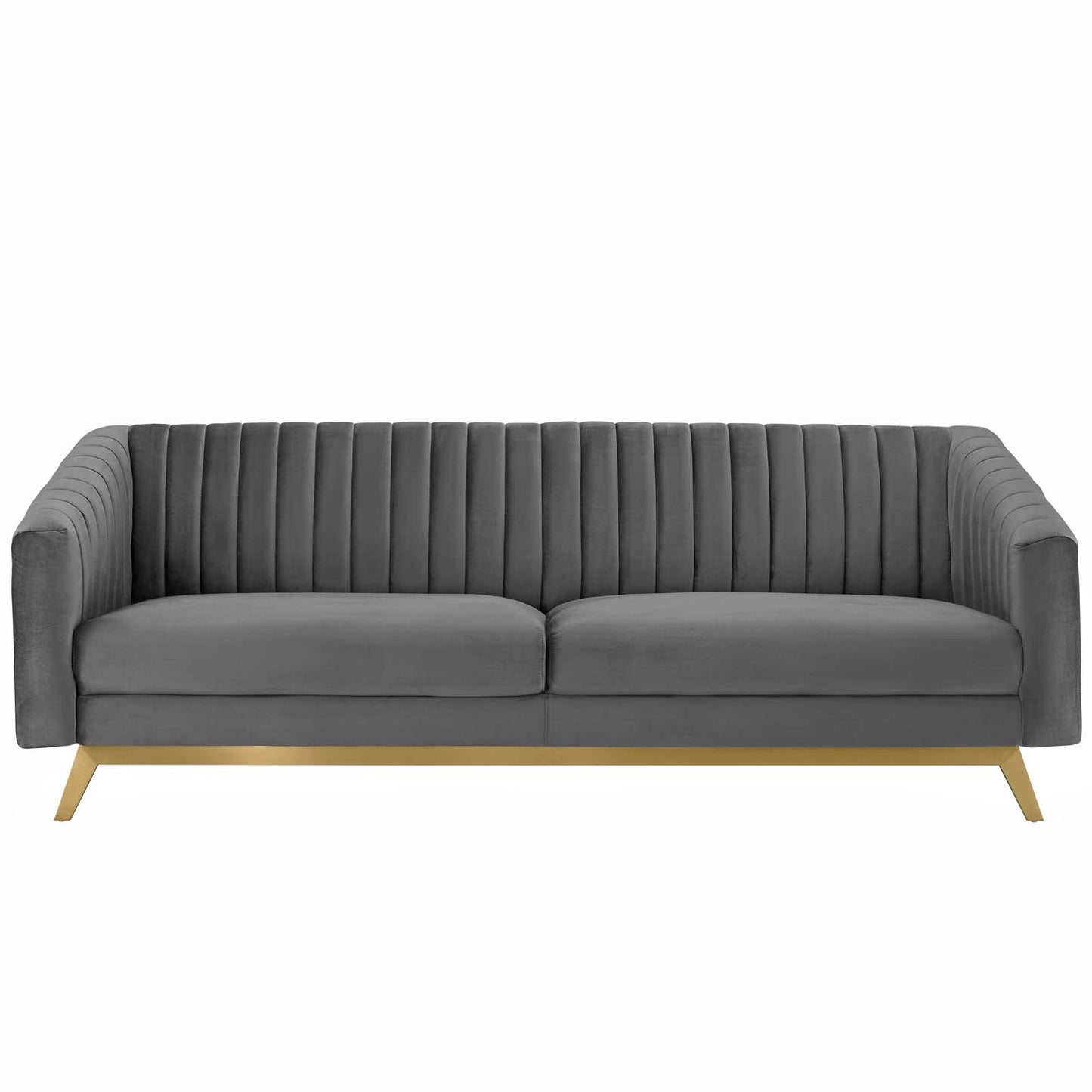 Modway Outlet Valiant Vertical Channel Tufted Performance Velvet Sofa by Modway  Living Room Furniture Gray - EEI-3403-GRY