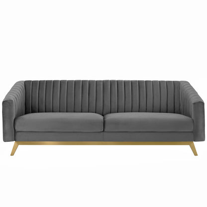 Modway Outlet Valiant Vertical Channel Tufted Performance Velvet Sofa by Modway  Living Room Furniture Gray - EEI-3403-GRY