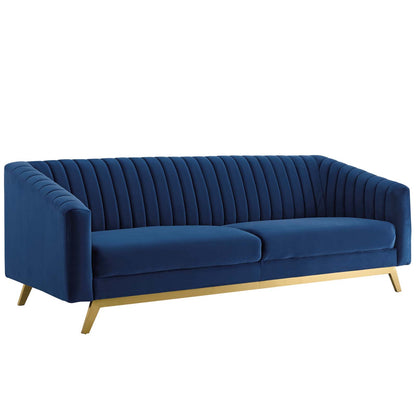 Modway Outlet Valiant Vertical Channel Tufted Performance Velvet Sofa by Modway  Living Room Furniture Navy - EEI-3403-NAV