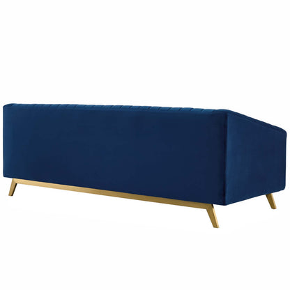 Modway Outlet Valiant Vertical Channel Tufted Performance Velvet Sofa by Modway  Living Room Furniture Navy - EEI-3403-NAV